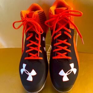 Men’s Under Armour Baseball Cleats Clutch Fit Black/Orange US15 New W/O Orig Box